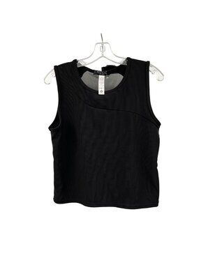 OTOS Womens Ribbed Tank Top Cropped Black Mesh Back Size Medium